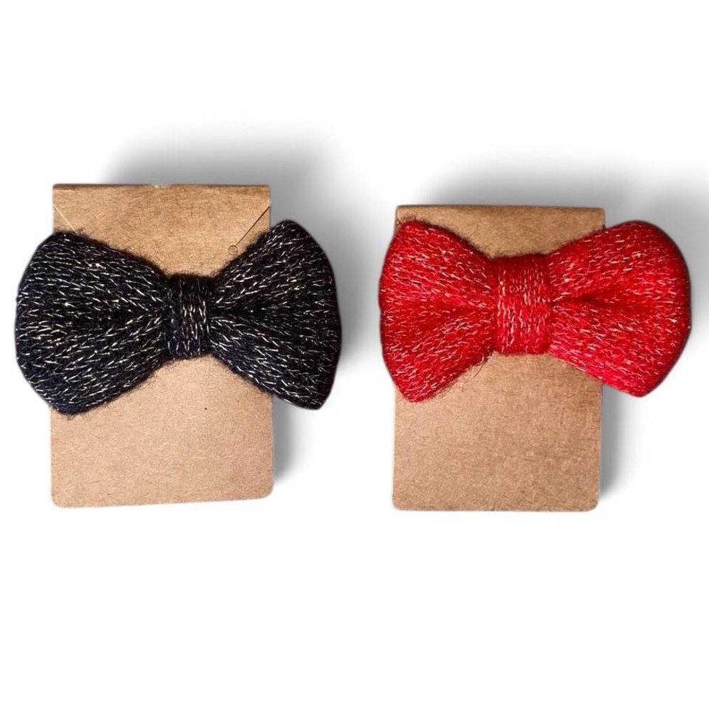 Claire’s Knit Sparkle Bow Clips